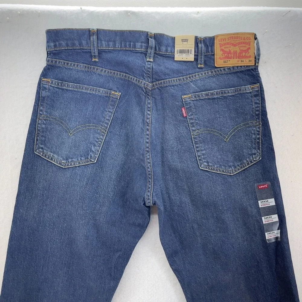Levis 517 Jeans Mens 34x34 Blue Bootcut Dark Wash Denim Western Rodeo Cowboy